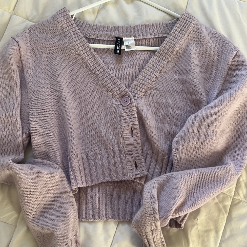 Purple cardigan